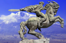 Monument to the hero of the Armenian national epic 