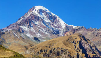 Mount Kazbegi — a majestic peak in the Caucasus, rising to 5,047 meters.